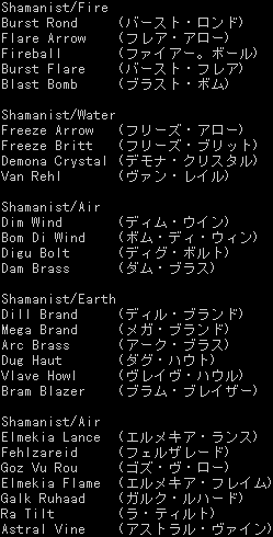 These spell names are written in Japanese so you can tell what they are.